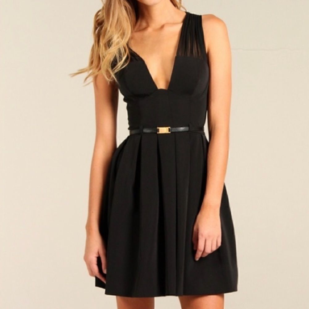 Black Halo | Babydoll dress with sheer Silk straps
